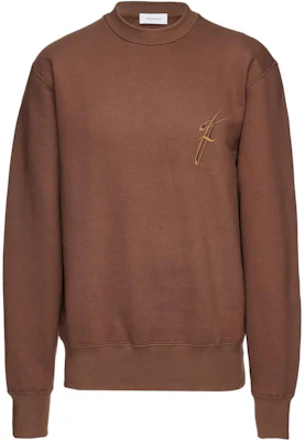 FERRAGAMO FW23 Embroidered Brown Crewneck Long-Sleeve Sweatshirt for Men 770377 Buy FERRAGAMO FW23 Embroidered Brown Crewneck Long-Sleeve Sweatshirt for Men 770377