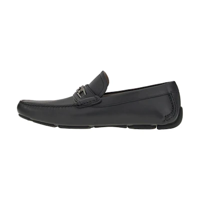 FERRAGAMO Gancini 'Black Calfskin Slip-On'