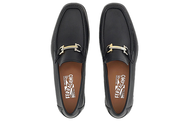 FERRAGAMO Gancini 'Black Pebbled Calfskin Loafers' 圖 3