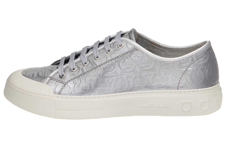FERRAGAMO Gancini Low-Top Sneakers Gray 'Silver'