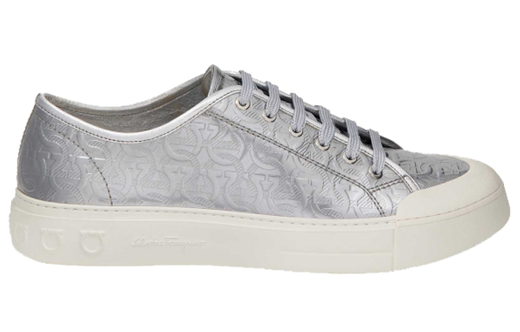 FERRAGAMO Gancini Low-Top Sneakers Gray 'Silver' 圖 2