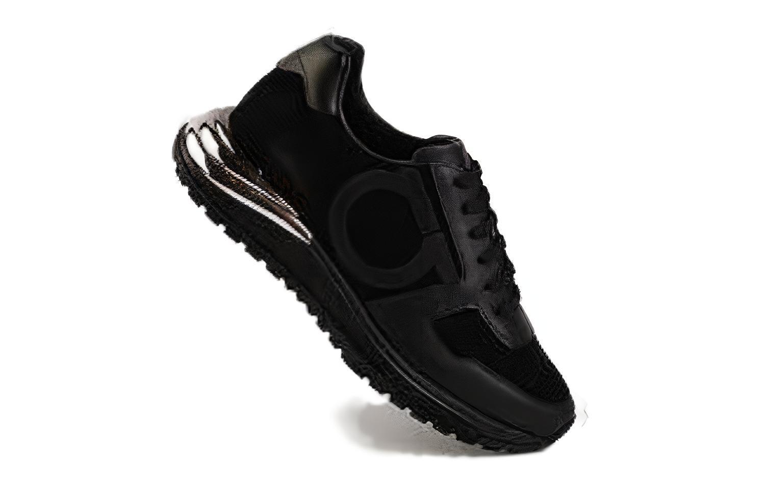 FERRAGAMO Gancini-Patch Lace-Up Sneakers 'Black' 圖 4