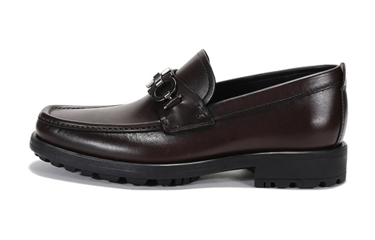 Ferragamo Gancini Brown Loafers Slip-On Flats 02A515 671793