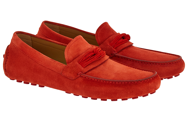 Lookbook FERRAGAMO菲拉格慕 絨面 立體縫線 豆豆鞋 男款 紅色