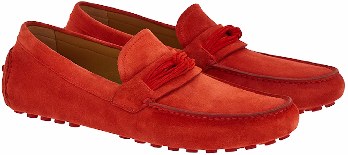 FERRAGAMO菲拉格慕 絨面 立體縫線 豆豆鞋 男款 紅色 Lookbook FERRAGAMO菲拉格慕 絨面 立體縫線 豆豆鞋 男款 紅色