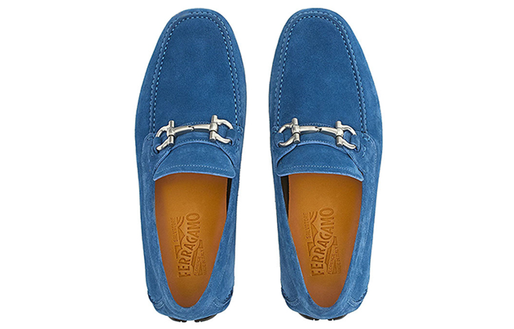 FERRAGAMO Gancini Driver Moccasin 'Blue Velvet' 圖 3