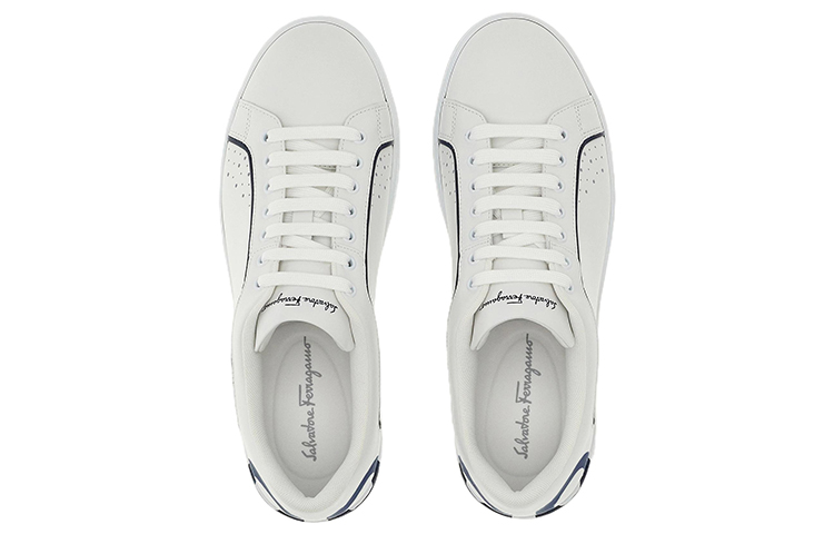 FERRAGAMO Gancini Lace-Up Sneaker 'White Blue' 圖 3