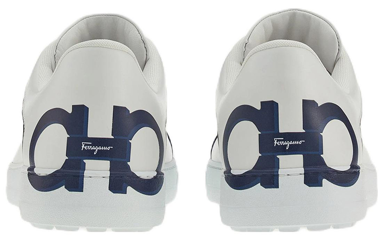 FERRAGAMO Gancini Lace-Up Sneaker 'White Blue' 圖 4