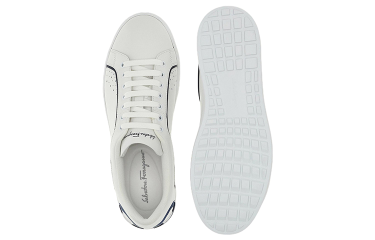 FERRAGAMO Gancini Lace-Up Sneaker 'White Blue' 圖 5