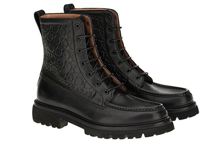 Order FERRAGAMO Kasut Kulit Gancini Lace-Up 'Hitam' 020457-745376