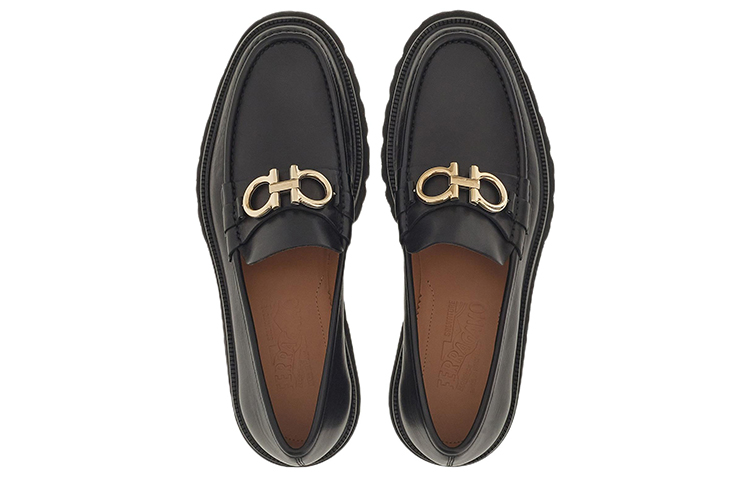 Lookbook FERRAGAMO菲拉格慕 Gancini 皮革 側插休閒船鞋 男款 黑色
