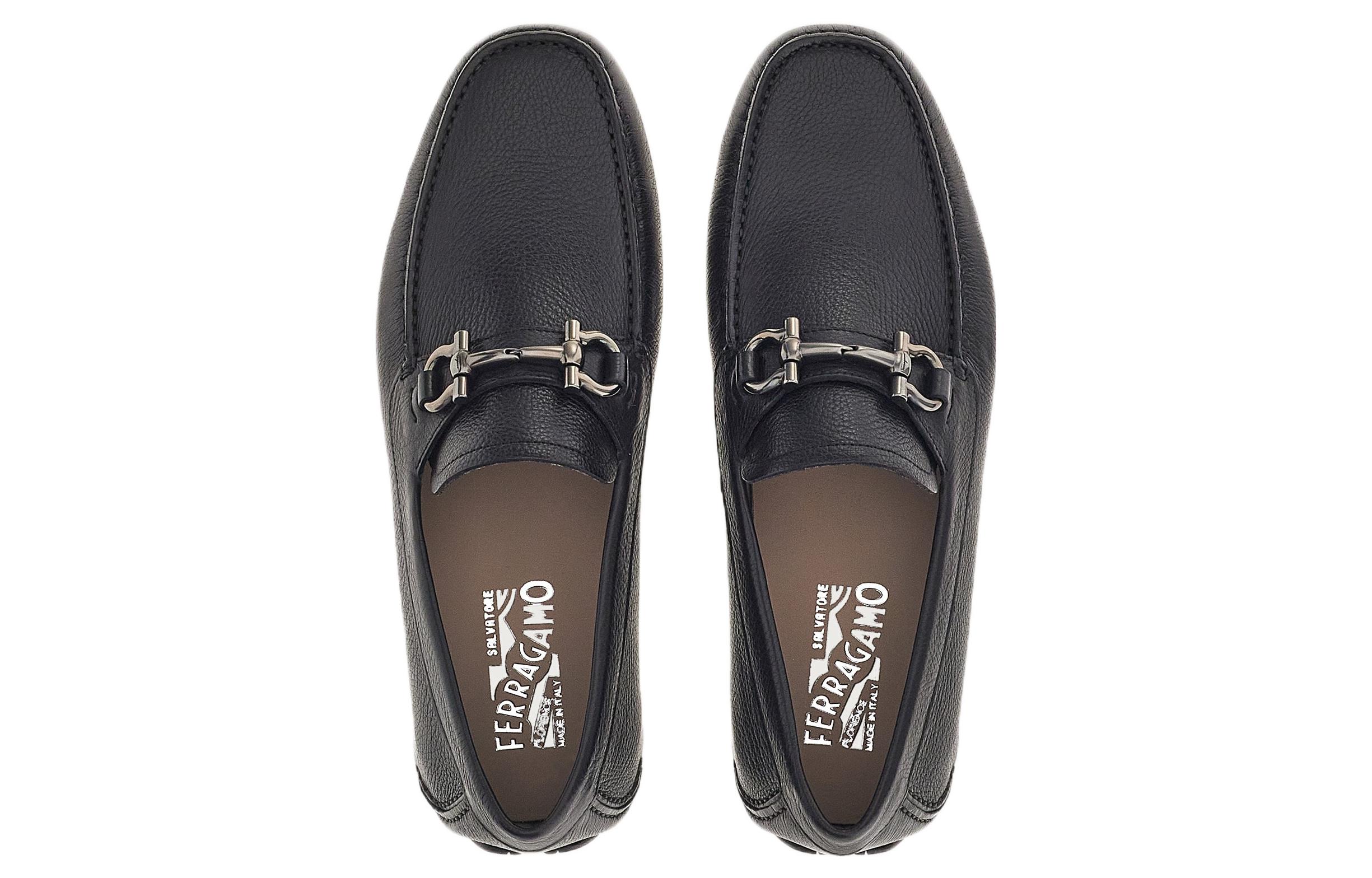 Shop 費拉格慕 Gancini 皮革樂福鞋 黑色