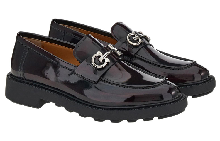 Order FERRAGAMO菲拉格慕 Gancini 皮革飾面搭扣套腳樂福鞋 男款 紅黑色