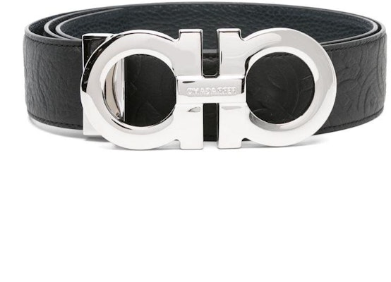 菲拉格慕 Gancini 标志 黑色小牛皮腰带, 4CM宽. 765034 Lookbook 菲拉格慕 Gancini 标志 黑色小牛皮腰带, 4CM宽. 765034