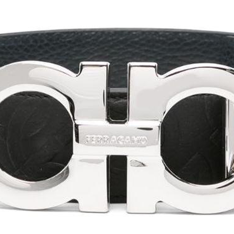 Shop 菲拉格慕 Gancini 标志 黑色小牛皮腰带, 4CM宽. 765034