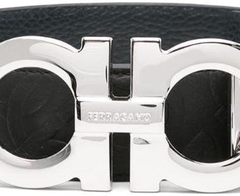 菲拉格慕 Gancini 标志 黑色小牛皮腰带, 4CM宽. 765034 Shop 菲拉格慕 Gancini 标志 黑色小牛皮腰带, 4CM宽. 765034