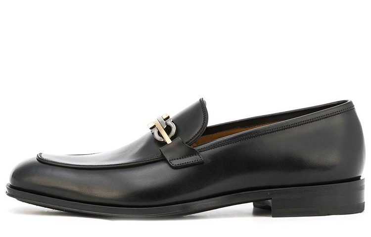 FERRAGAMO Gancini Low-Top Leather Sneaker 'Black' 020373-745223