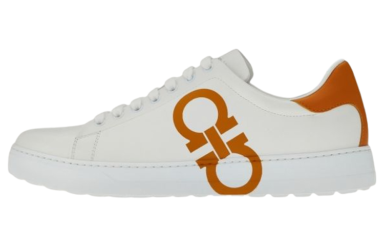 FERRAGAMO Gancini Low-Top Sneaker 'White Orange Print'