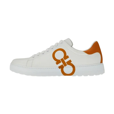 FERRAGAMO Gancini Low-Top Sneaker 'White Orange Print'