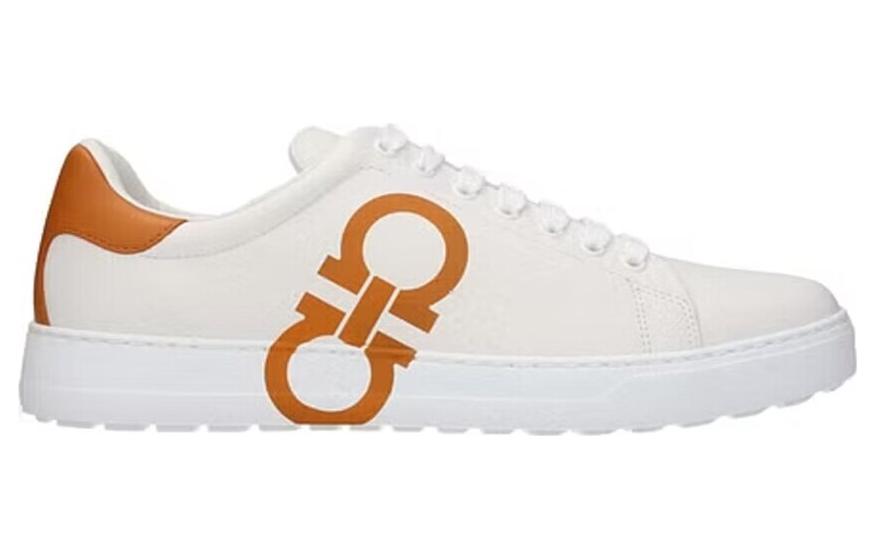 FERRAGAMO Gancini Low-Top Sneaker 'White Orange Print' 圖 2