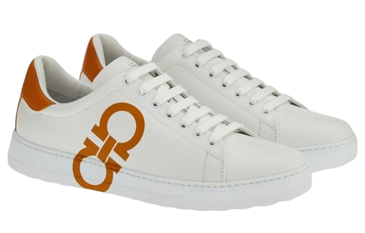 FERRAGAMO Gancini Low-Top Sneaker 'White Orange Print' 圖 3