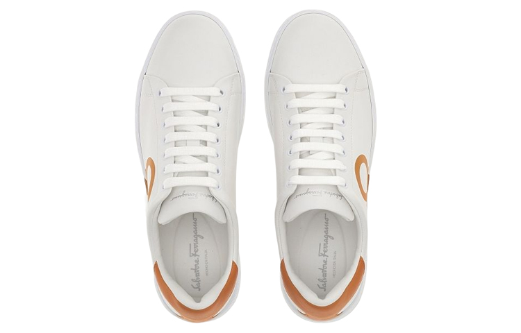 FERRAGAMO Gancini Low-Top Sneaker 'White Orange Print' 圖 4