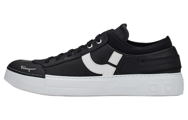 FERRAGAMO Gancini Low-Top Sneaker 'Black Leather'
