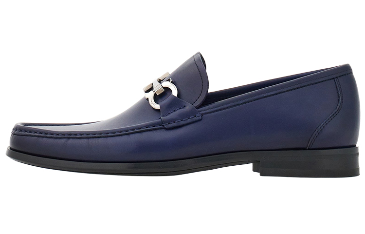 Ferragamo Gancini Midnight Blue Leather Loafers for Men 029457 769877