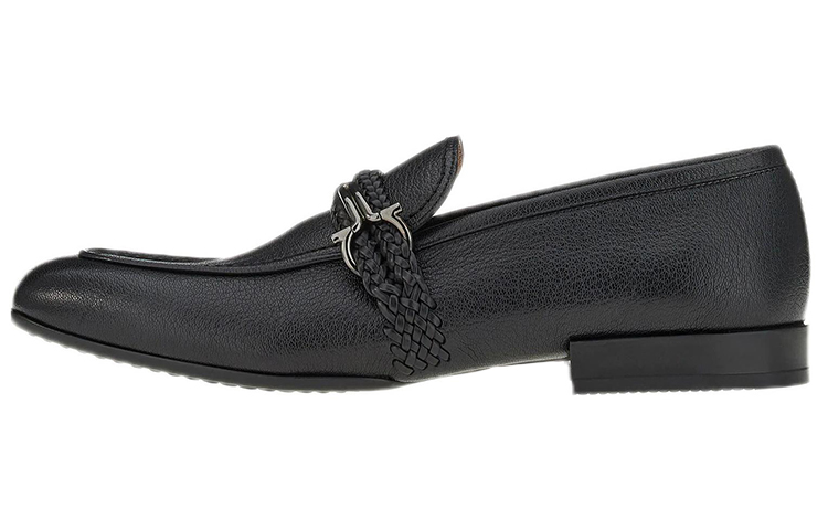FERRAGAMO Gancini Moccasin 'Black Goat Leather'