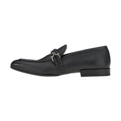 FERRAGAMO Gancini Moccasin 'Black Goat Leather'