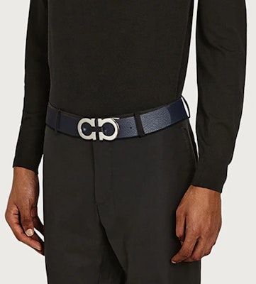 페라가모 간치니 리버시블 조절 가죽 벨트 블랙/오션 블루 3.5cm 678783-723887 Lookbook 페라가모 간치니 리버시블 조절 가죽 벨트 블랙/오션 블루 3.5cm 678783-723887