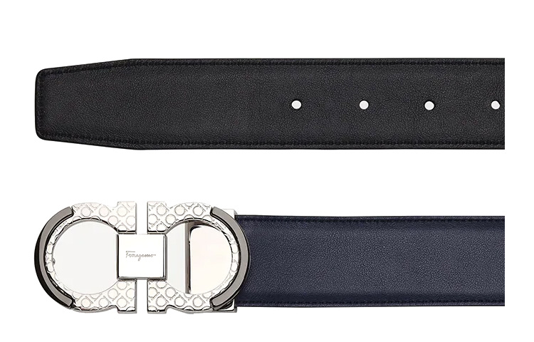 FERRAGAMO Gancini Reversible Adjustable Leather Belt Navy Blue 3.5cm . 670049-745870 圖 4