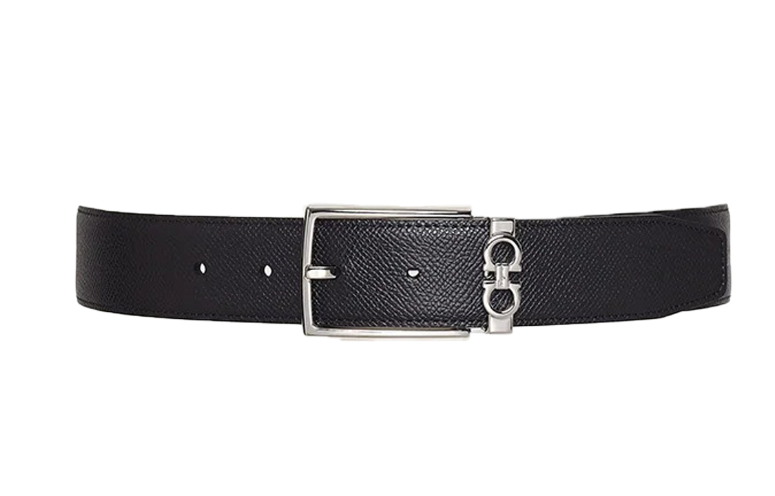 Ferragamo Gancini Reversible Leather Belt Black 3.5cm Adjustable. 708206 圖 2