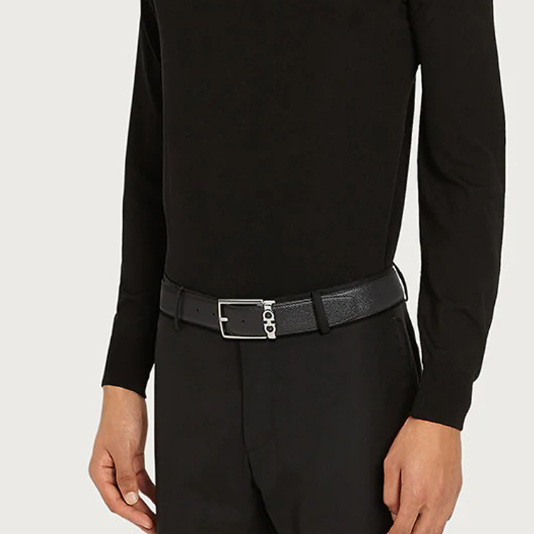 Ferragamo Gancini Reversible Leather Belt Black 3.5cm Adjustable. 708206 圖 3