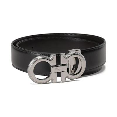 FERRAGAMO Gancini Reversible Leather Belt for Men - Adjustable 3.5cm Wide. 670141-754465