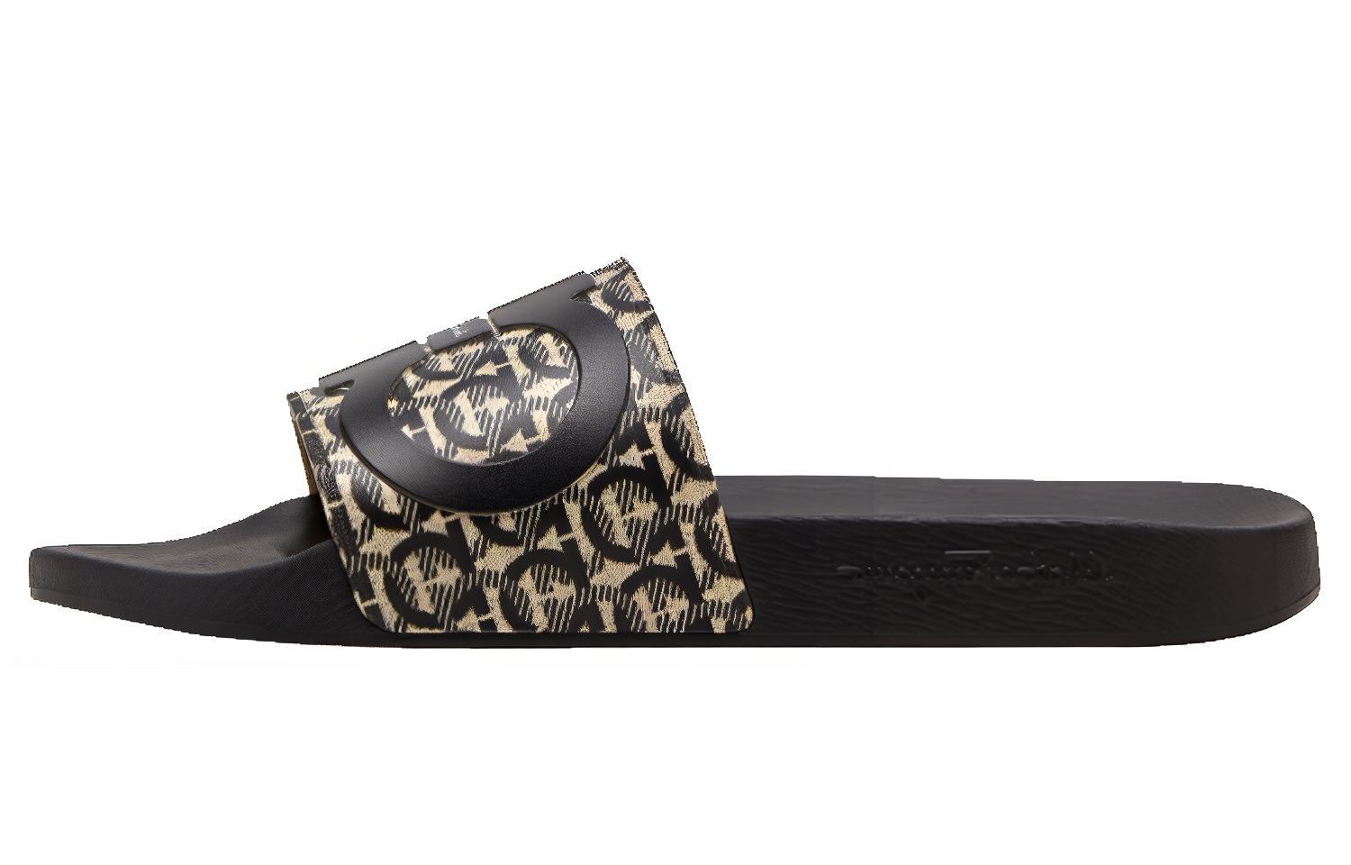 Buy 페라가모 간치니 슬라이드 '블랙 레더' 02C308-729248