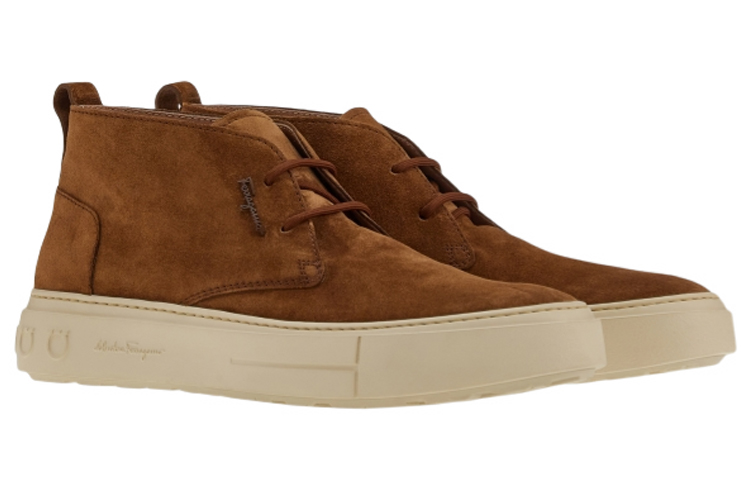 FERRAGAMO Gancini Suede Desert Boots 'Brown' 圖 2