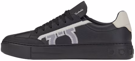 Ferragamo Gancini Suede Leather Lace-Up Low-Top Sneakers Men Black Grey 02B726 753141 Ferragamo Gancini Suede Leather Lace-Up Low-Top Sneakers Men Black Grey 02B726 753141