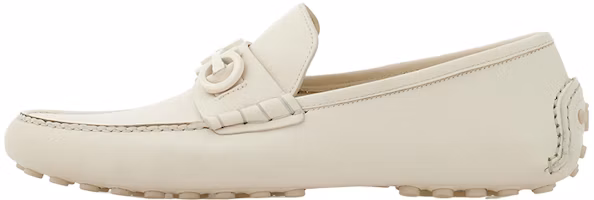 FERRAGAMO Gancini White Loafers Fashion Slip-On Driving Shoes 020983 768041 FERRAGAMO Gancini White Loafers Fashion Slip-On Driving Shoes 020983 768041