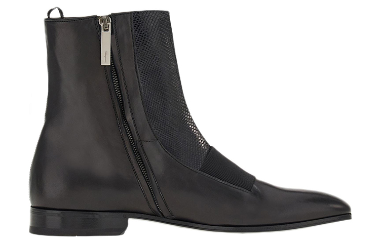Order Bota de Cuero Negro FERRAGAMO Salvatore con Detalle de Serpiente de Agua. 021131-757550