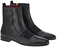 Lookbook FERRAGAMO菲拉格慕 牛皮 水蛇皮飾帶 短靴 黑色