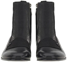 Shop FERRAGAMO菲拉格慕 牛皮 水蛇皮飾帶 短靴 黑色