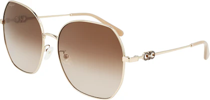 Order Ferragamo Gold Round Metal Sunglasses Unisex Trendy Oversized Style SF284SLBK