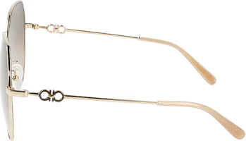 Details for Ferragamo Gold Round Metal Sunglasses Unisex Trendy Oversized Style SF284SLBK