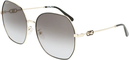 Sizing Ferragamo Gold Round Metal Sunglasses Unisex Trendy Oversized Style SF284SLBK