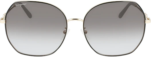 Cheap Ferragamo Gold Round Metal Sunglasses Unisex Trendy Oversized Style SF284SLBK