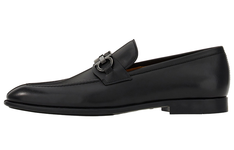 FERRAGAMO Grained Hammered Slip-On Loafer 'Black' 021669-762636