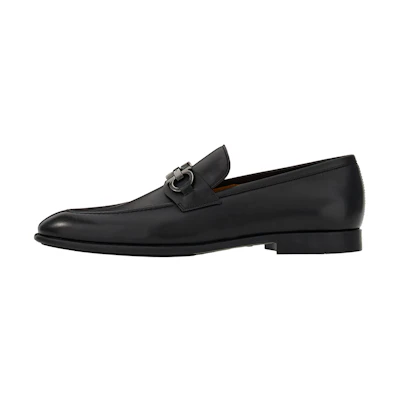 FERRAGAMO Grained Hammered Slip-On Loafer 'Black'