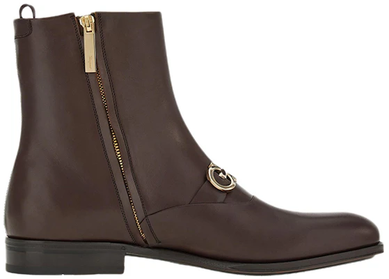FERRAGAMO Leather Ankle Boot 'Gold Buckle Brown' 021057-758263 Order FERRAGAMO Leather Ankle Boot 'Gold Buckle Brown' 021057-758263