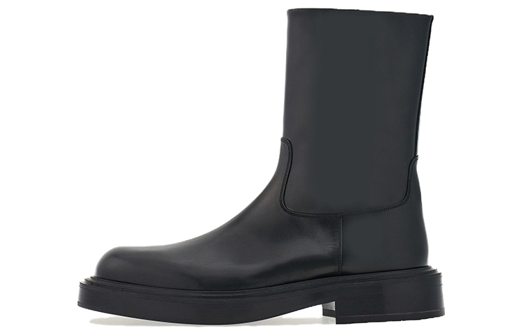 FERRAGAMO Leather Ankle Boots 'Black Chunky Heel CMFT'